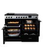 Rangemaster EDDLO110DFGBLK/CM1 Edge Deluxe 110cm Dual Fuel Range Cooker. Black Glass/Chrome