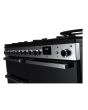Rangemaster EDDLO110DFGBLK/CM1 Edge Deluxe 110cm Dual Fuel Range Cooker. Black Glass/Chrome