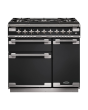 Rangemaster ELS90DFFCB/ Elise 90 Dual Fuel Cooker, Charcoal Black, Brushed Nickel