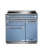Rangemaster ELS90EICA/ 107890 Elise 90cm Induction Range Cooker, China Blue, Brushed Nickel Trim