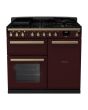 Rangemaster ESDL100DFPBOR/AB1 Estel Deluxe 100cm Dual Fuel Range Cooker, Bordeaux/Antique Brass