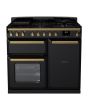 Rangemaster ESDL100DFPGBL/AB1 Estel Deluxe 100cm Dual Fuel Range Cooker, Black/Antique Brass