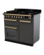 Rangemaster ESDL100DFPSLT/AB1 Estel Deluxe 100cm Dual Fuel Range Cooker, Slate/Antique Brass