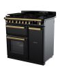 Rangemaster ESDL90DFPGBL/AB1 Estel Deluxe 90cm Dual Fuel Range Cooker, Black/Antique Brass