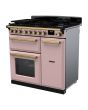 Rangemaster ESDL90DFPPPK/AB1 Estel Deluxe 90cm Dual Fuel Range Cooker, Pale Pink/Antique Brass