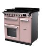 Rangemaster ESDL90DFPPPK/CM1 Estel Deluxe 90cm Dual Fuel Range Cooker, Pale Pink/Chrome