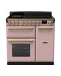 Rangemaster ESDL90EIPPPK/AB1 Estel Deluxe 90cm Induction Range Cooker, Pale Pink/Antique Brass