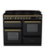 Rangemaster ESDLO110DFPGBL/AB1 Estel Deluxe 110cm Dual Fuel Range Cooker, Black/Antique Brass