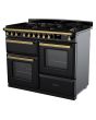 Rangemaster ESDLO110DFPGBL/AB1 Estel Deluxe 110cm Dual Fuel Range Cooker, Black/Antique Brass