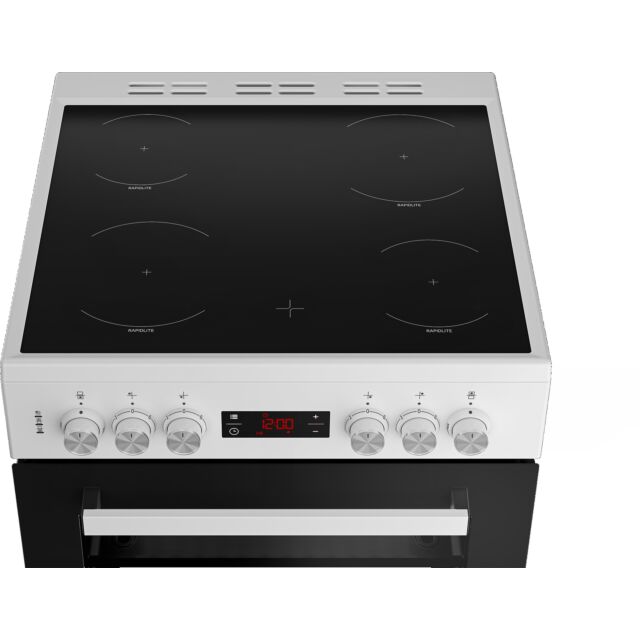 Beko EDC634W 60cm Double Oven Electric Cooker, 4 Ceramic Hob, White