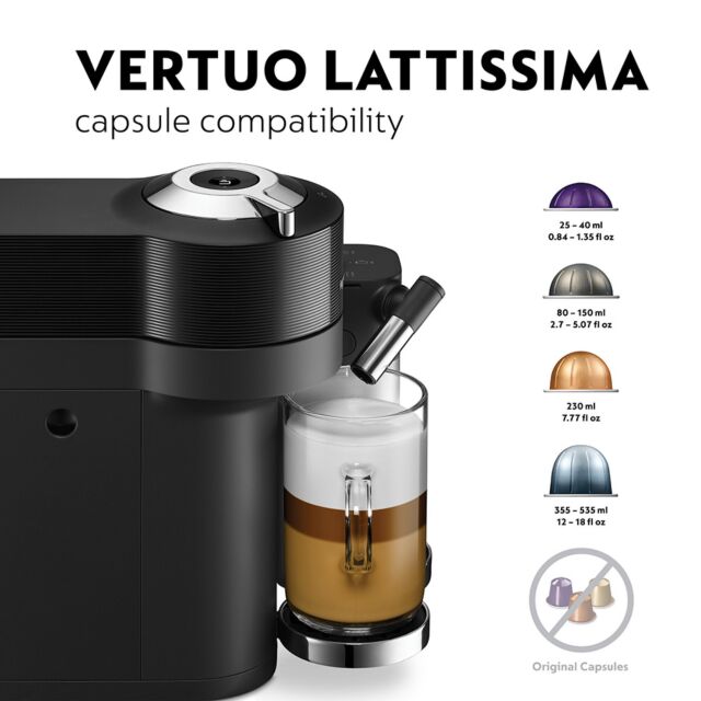 Delonghi ENV300.B Nespresso Vertuo Lattissima Coffee Machine, Black