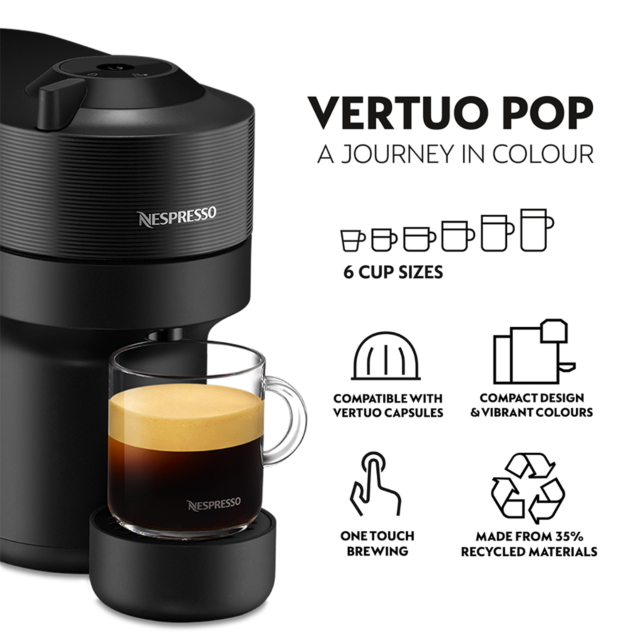 Delonghi ENV90.B Nespresso Vertuo Pop Capsule Coffee Machine, Black
