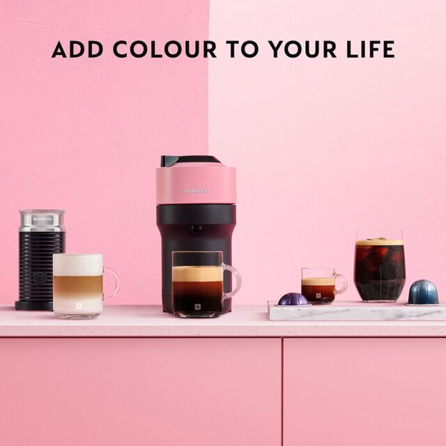 Delonghi ENV90.P Nespresso Vertuo Pop Capsule Coffee Machine, Pink