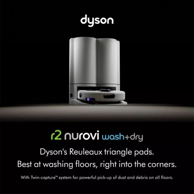 Dyson R2NUROVIW+D R2 Nurovi Wash+Dry Robot Vacuum Cleaner - Silver & Vinca Blue