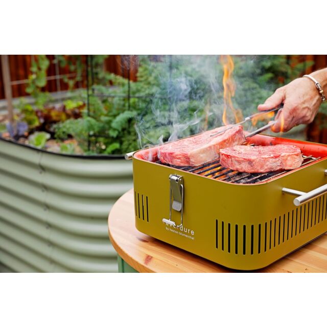 Everdure HBCUBEKGB Cube Charcoal Portable BBQ- Khaki