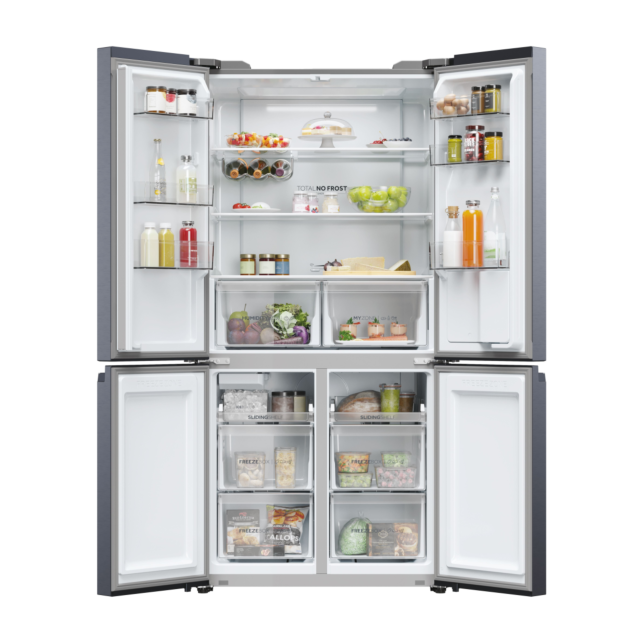 Haier HCR5919EHMB 90cm 60/40 Frost Free American Fridge Freezer - Brushed Black
