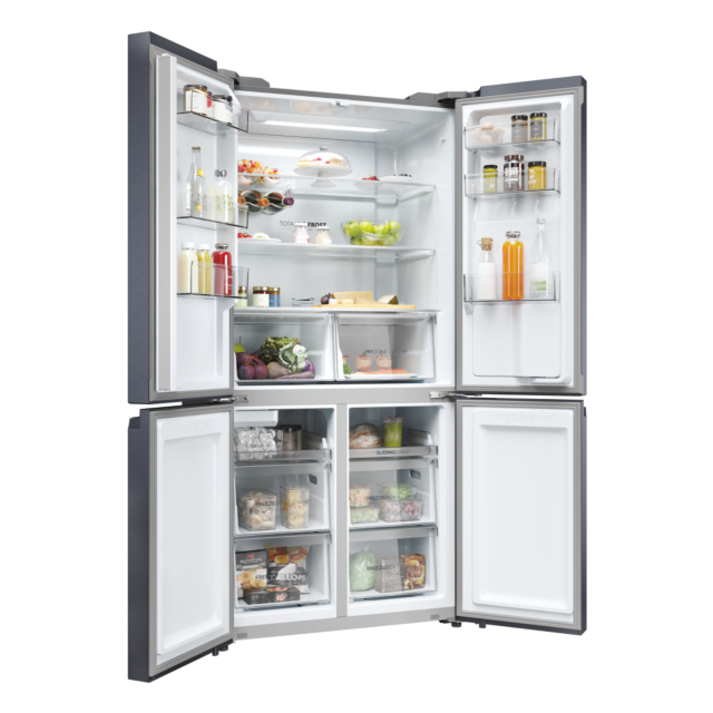 Haier HCR5919EHMB 90cm 60/40 Frost Free American Fridge Freezer - Brushed Black