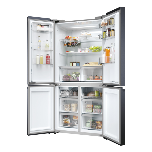 Haier HCR5919EHMB 90cm 60/40 Frost Free American Fridge Freezer - Brushed Black