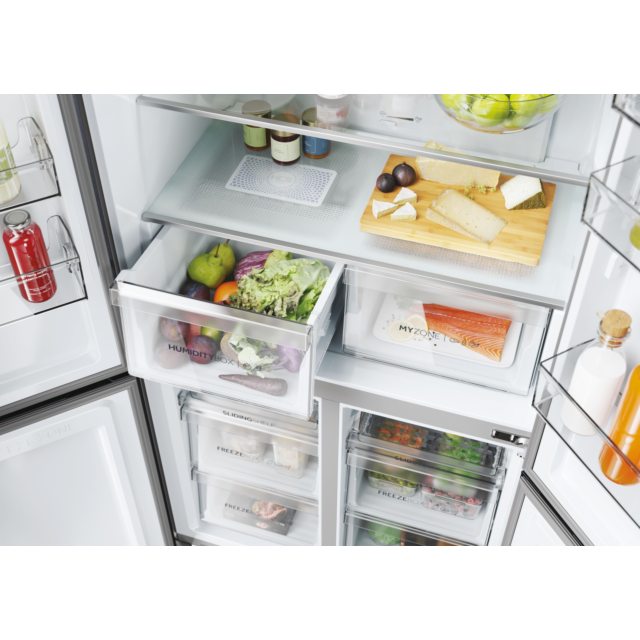Haier HCR5919EHMB 90cm 60/40 Frost Free American Fridge Freezer - Brushed Black