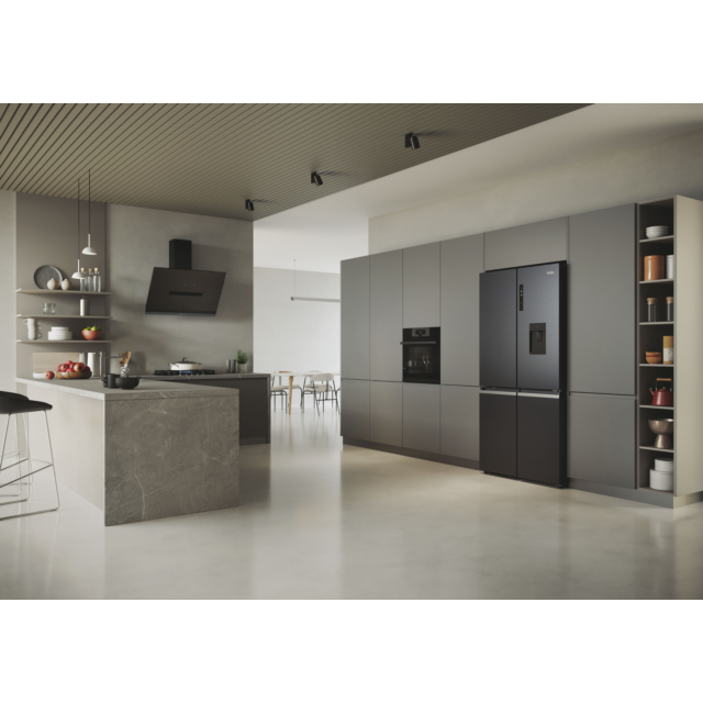 Haier HCR5919EHMB 90cm 60/40 Frost Free American Fridge Freezer - Brushed Black