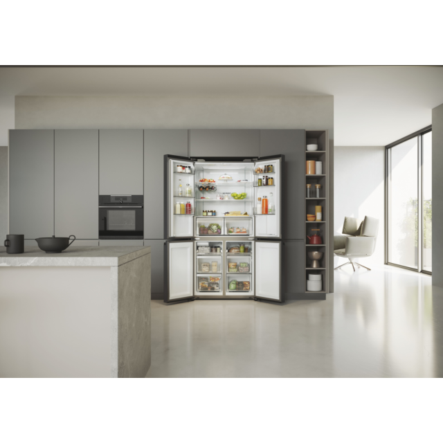 Haier HCR5919EHMB 90cm 60/40 Frost Free American Fridge Freezer - Brushed Black