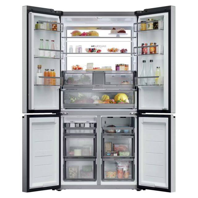 Haier HCW79F19EHSB Cube 90 Series 7 Four Door Fridge Freezer, Stainless Steel