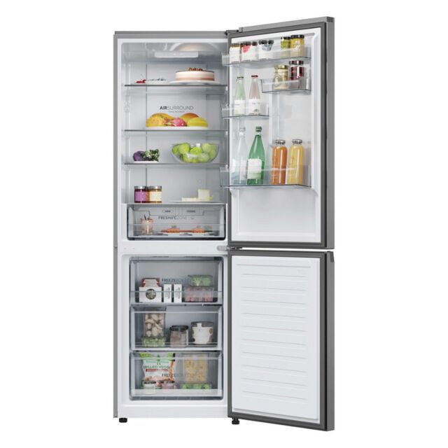 Haier HDPR3618DNPK 2D 60 Serie 3 Hdpr3618dnpk 355L Total No Frost Fridge Freezer - Stainless Steel