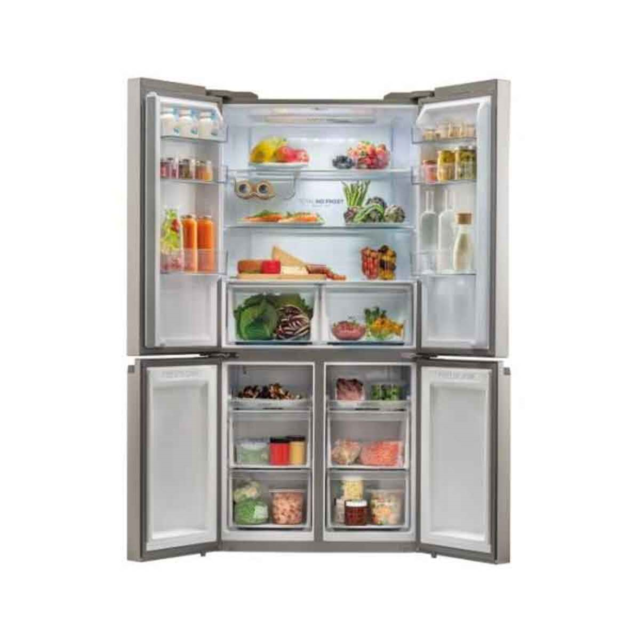 Haier HTF540DP7UK F Rated 528L 4 Door Fridge Freezer, Platinum Inox