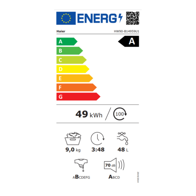 Haier HW90-B14959U1UK A Rated I-Pro 9kg 1400 Spin Washing Machine