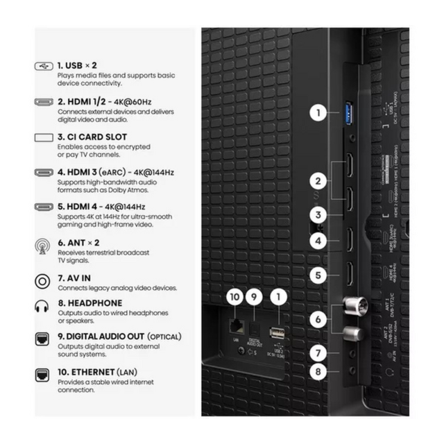 Hisense 100E7STUK PRO 100inch 4K QLED 144Hz TV Grey