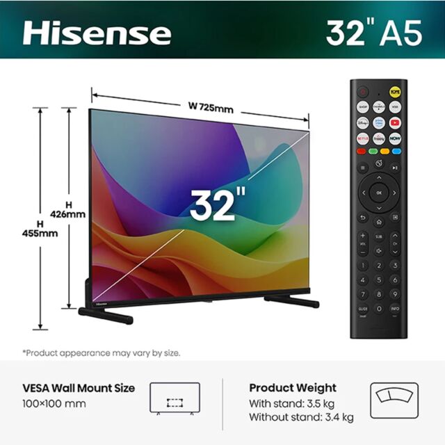 Hisense 32A5STUK 32inch Hi-Qled Full HD Smart TV - Black