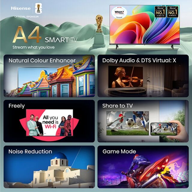 Hisense 40A4STUK 40inch 40A4STUK LED Full HD Smart TV - Black