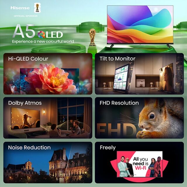 Hisense 40inch 40A5STUK Hi-QLED Full HD Smart TV - Black