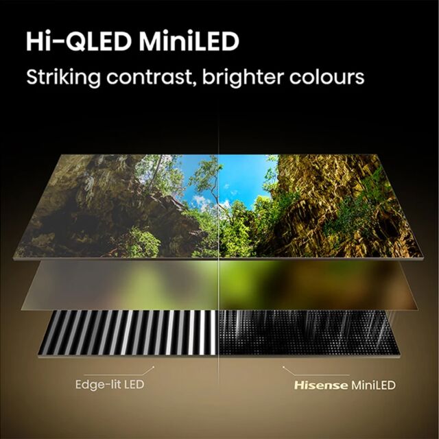 Hisense 65U7STUK 65inch Mini LED 144Hz 4K Ultra HD AI Smart TV - Charcoal Grey