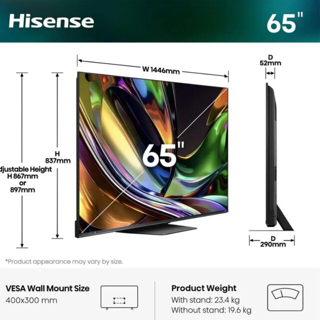 Hisense 65UR8STUK 65inch Rgb Miniled 180Hz 4K Ultra HD Ai Smart TV - Charcoal Grey