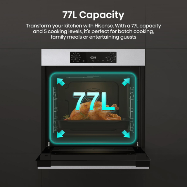 Hisense BI622AXPGUK Built In Electric Oven 59.5cm Black Steel