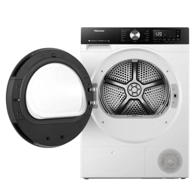 Hisense DH3S802BW3 3S Series Wifi-Enabled 8Kg Heat Pump Tumble Dryer - White