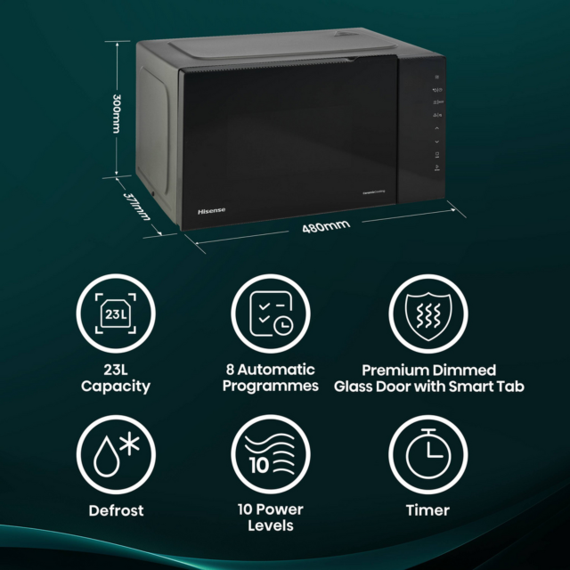 Hisense H23MOBS5H4UK 23L Solo Microwave in Black