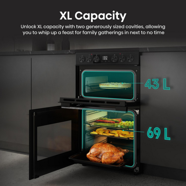 Hisense HDCEC5C10B Double Oven Electric Cooker 50cm Black
