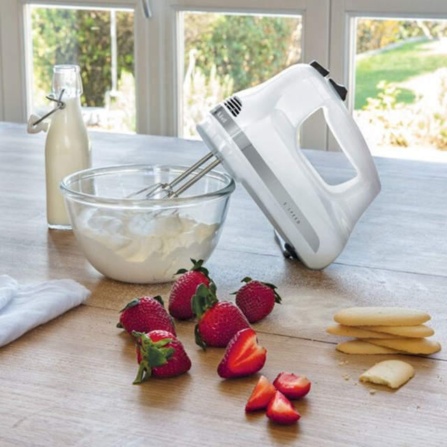 KitchenAid 5KHM5110BWH 5 Speed Classic Hand Mixer, White