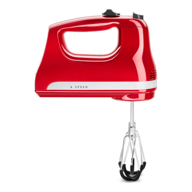 KitchenAid 5KHM6118BER Hand Mixer 6 Speed With Flex Edge Beaters, Empire Red