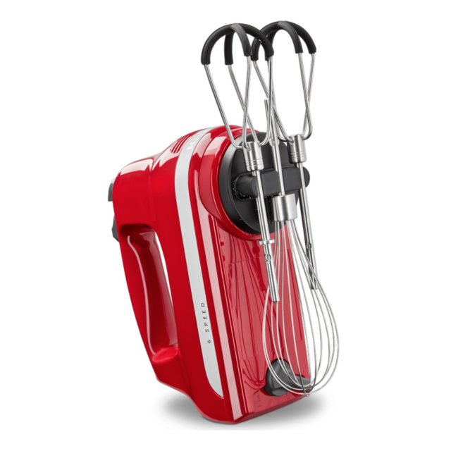 KitchenAid 5KHM6118BER Hand Mixer 6 Speed With Flex Edge Beaters, Empire Red