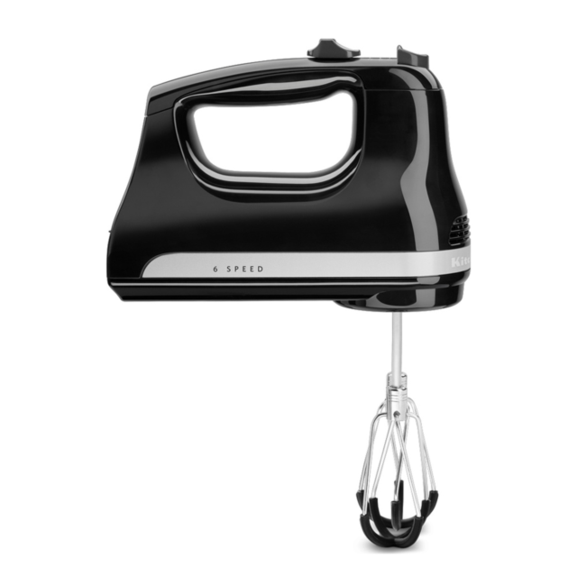 KitchenAid 5KHM6118BOB Hand Mixer 6 Speed With Flex Edge Beaters, Onyx Black