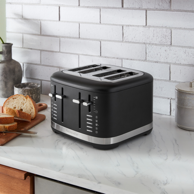 KitchenAid 5KMT4109BBM Manual Control 4 Slot Toaster, Matt Black