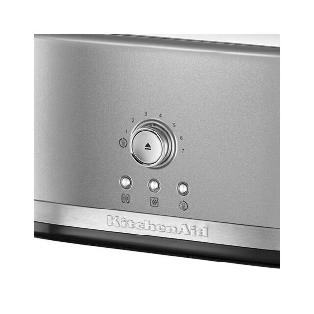 KitchenAid 5KMT4116BCU Manual Control Long 4 Slot Toaster, Contour Silver