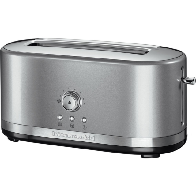 KitchenAid 5KMT4116BCU Manual Control Long 4 Slot Toaster, Contour Silver
