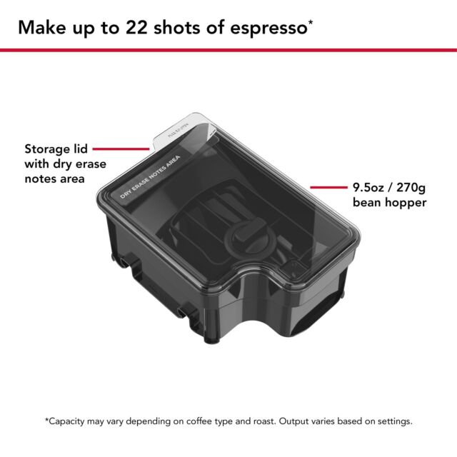 KitchenAid KESRBHF Fully Automatic Espresso Machine Removable Bean Hopper With Lid