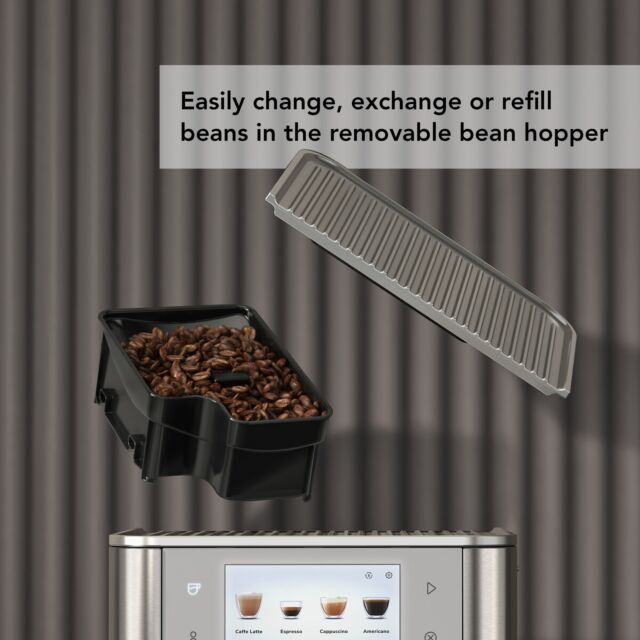 KitchenAid KESRBHF Fully Automatic Espresso Machine Removable Bean Hopper With Lid