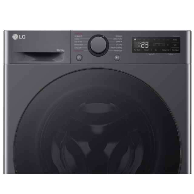 LG FWY606GBLN1 D Rated 10kg / 6kg, 1400 Spin Washer Dryer, Slate