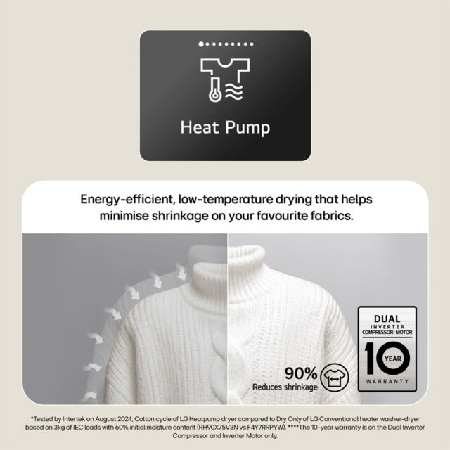 LG RHX5009TWB Series 5 Rhx5009twb 9Kg Heat Pump Tumble Dryer - White